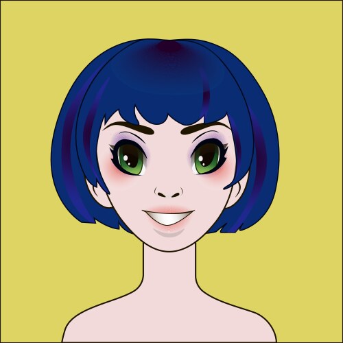 Anime sexy girl with blue bob hairstyle vector image