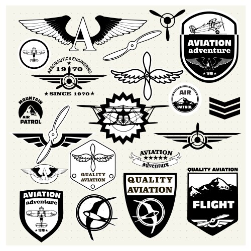 Retro Aviation Emblem Set Vector Image