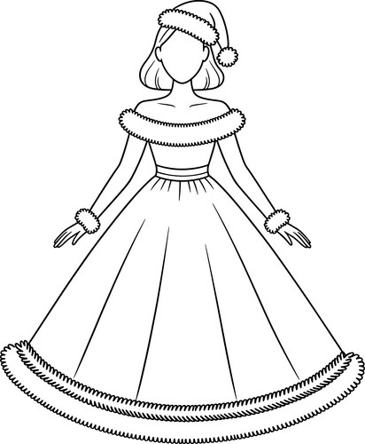 Festive Christmas Dress Sketch Vector Image