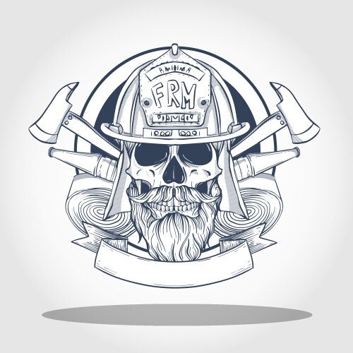 Vintage fireman firefighter aiming hose circle Vector Image