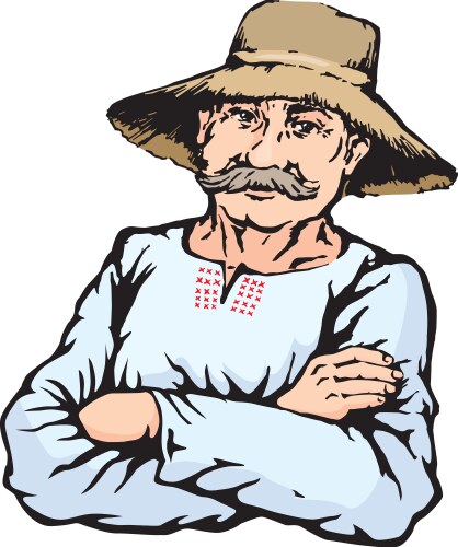 Smiling Farmer with Straw Hat Vector Image