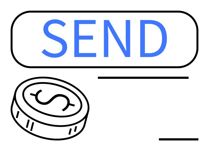 Digital payment process with send button and coin vector image