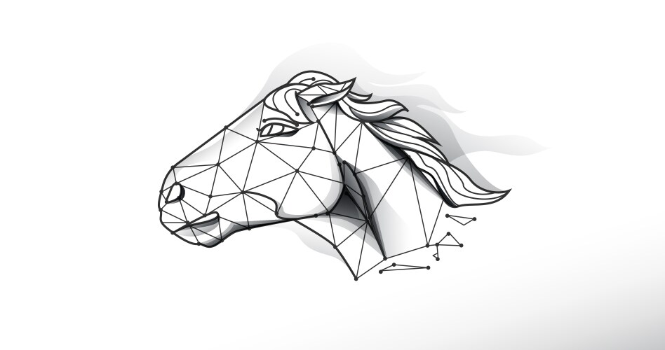 horse head forms lines and triangles point vector image