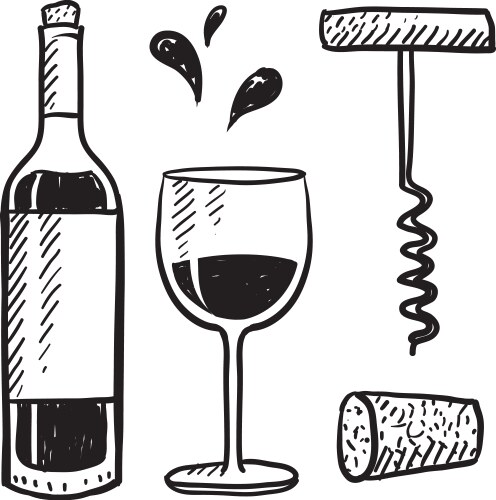 Playful Wine Doodle Vector Image