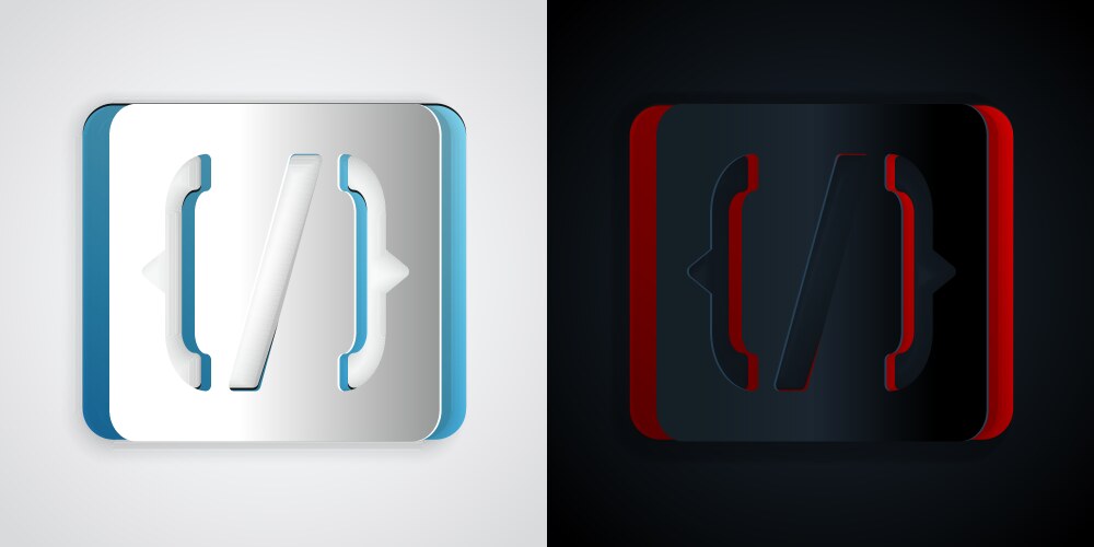 Paper cut programming language syntax icon vector image