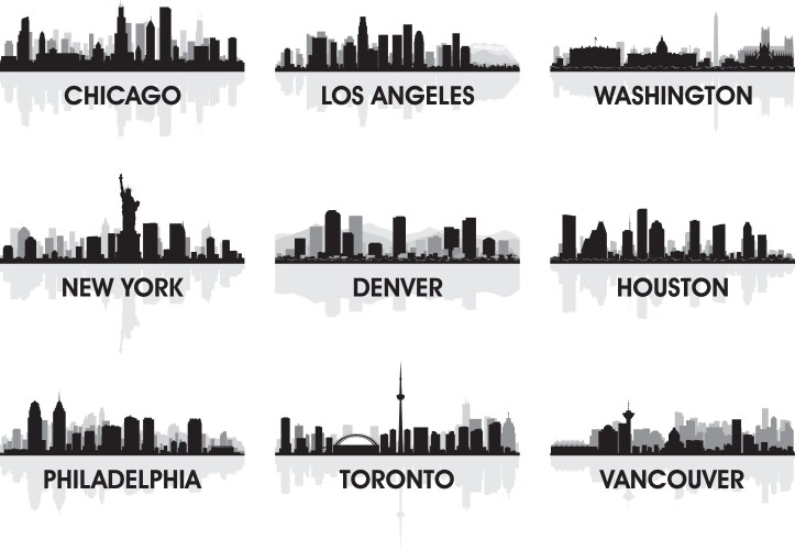 Vancouver british columbia canada city skyline sil