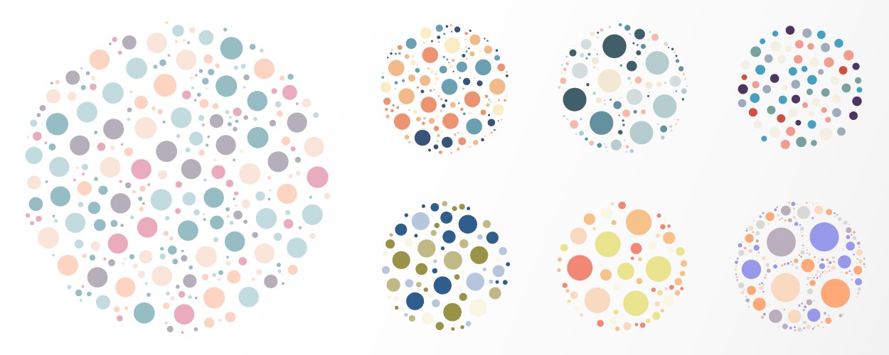 set of random dots pastel colors pattern circles vector