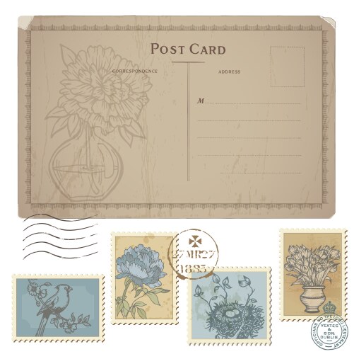 Vintage Postcard Set Vector Image