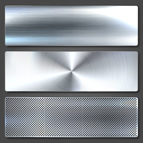 realistic brushed metal textures set polished vector image