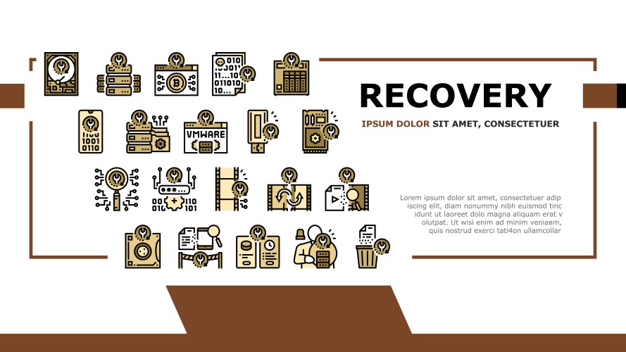 Data recovery computer processing landing header vektorbild