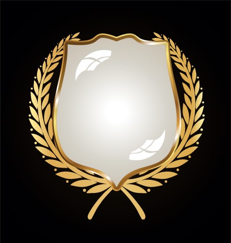 Gold and Black Shield with Laurel Wreath Vector Image