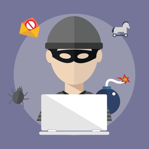 Hacker activity computer and e-mail spam viruses vector image