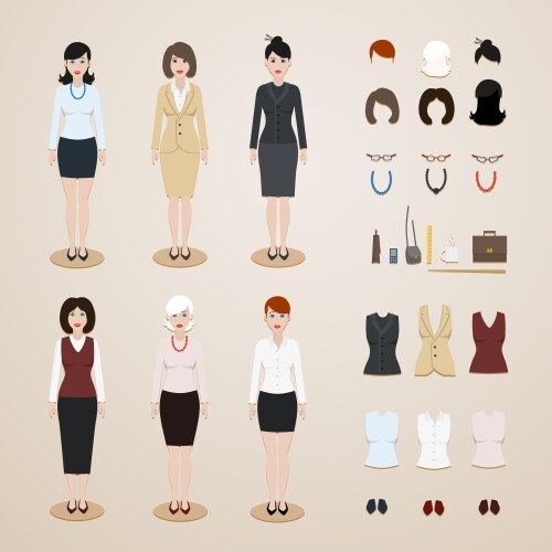 Office women set vector image