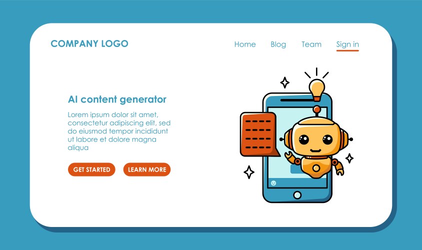 Web page design about using ai to generate images Vector Image