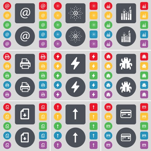 Mail star graph printer flash bug file arrow up vector image
