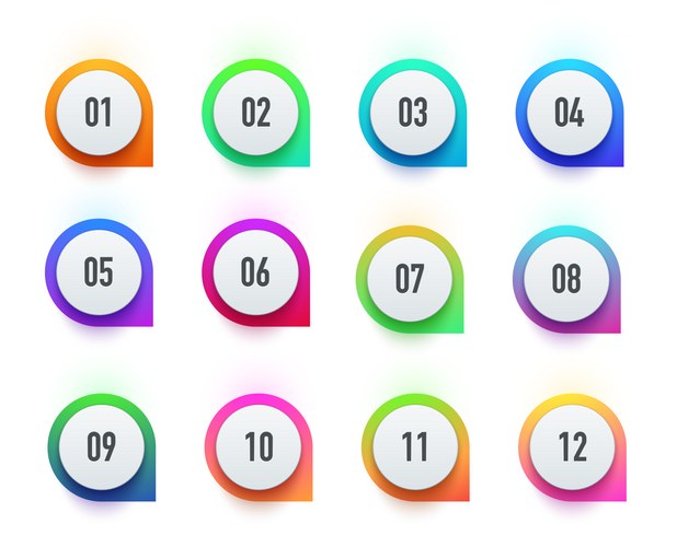 Number with circle gradient round icons set – Royalty-Free Vector ...
