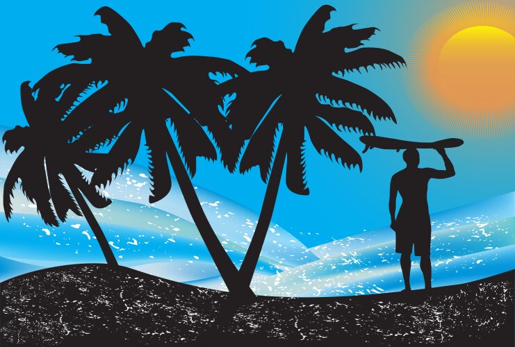 Silhouette surfer Royalty Free Vector Image - VectorStock