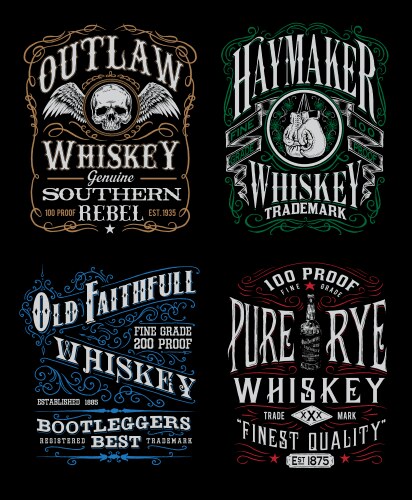 Vintage Whiskey Label T-Shirt Graphic Vector Image