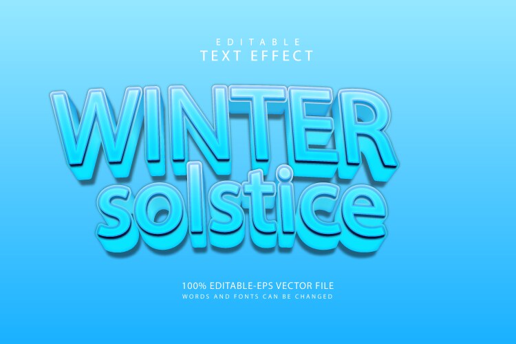 Winter solstice editable text effect 3 dimension Vector Image