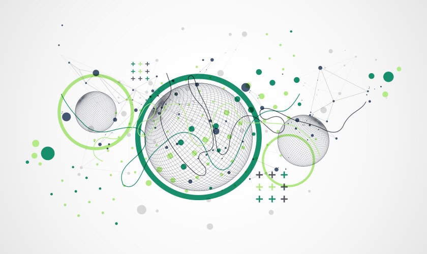 Abstract sphere background with plexus effect 3d vector image