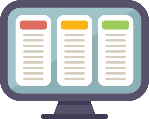 Computer showing kanban board with tasks for agile vector image