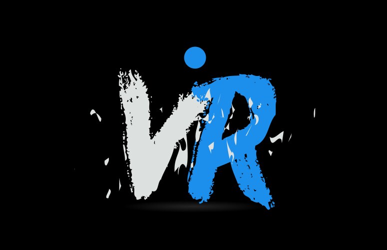 VR V R Grunge Letter Combination Vector Image