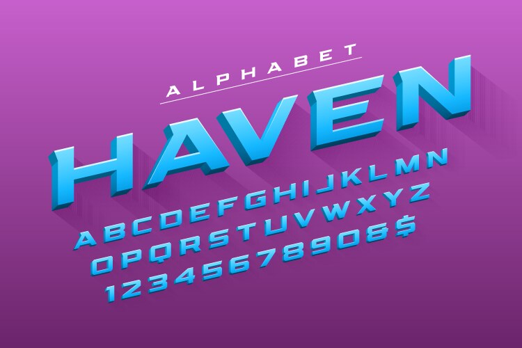 Colorful 3d display font design alphabet letters Vector Image