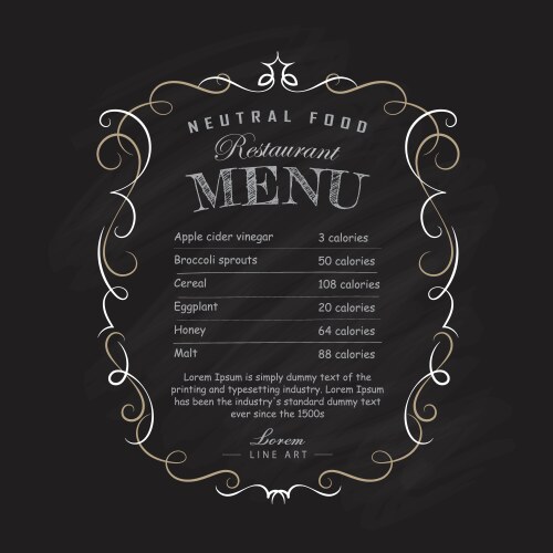 Menu restaurant blackboard hand drawn frame Vector Image