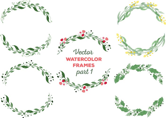 Watercolor Floral Wreaths Vector Image