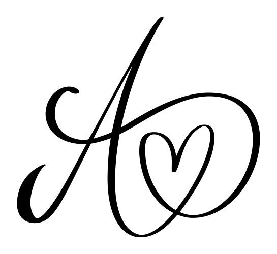 Handwritten heart calligraphy monogram alphabet Vector Image