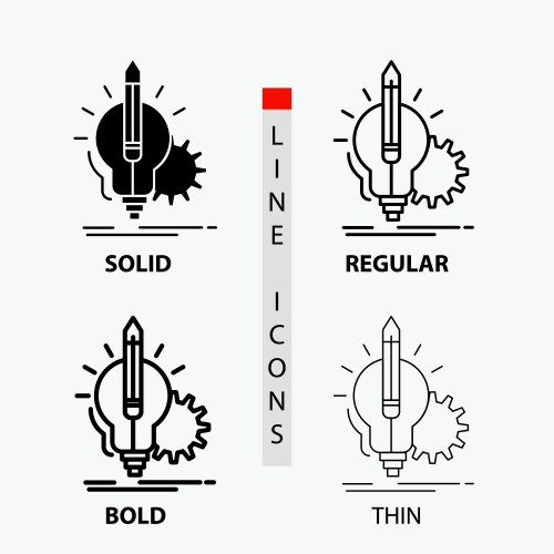 Idea insight key lamp lightbulb icon in thin vector image