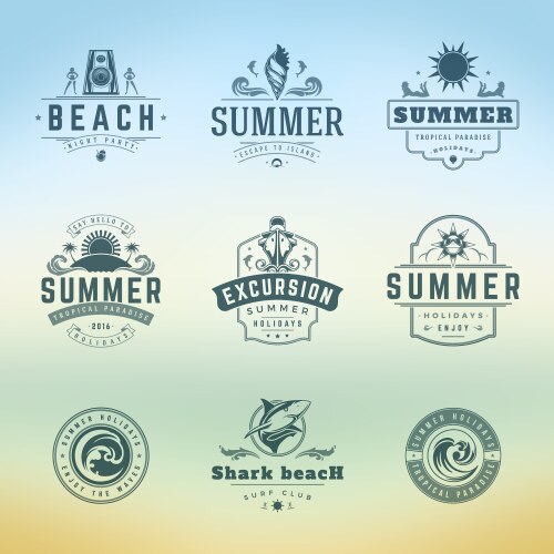 summer holidays labels or badges retro typography vector image