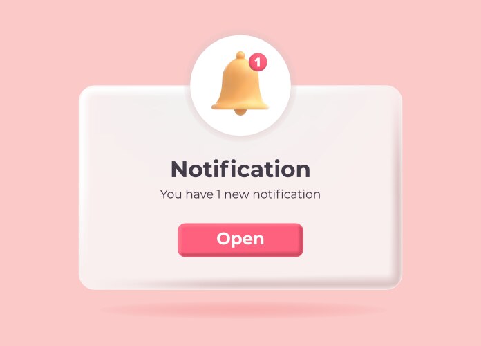 3d notification popup page with floating elements vector image vector image