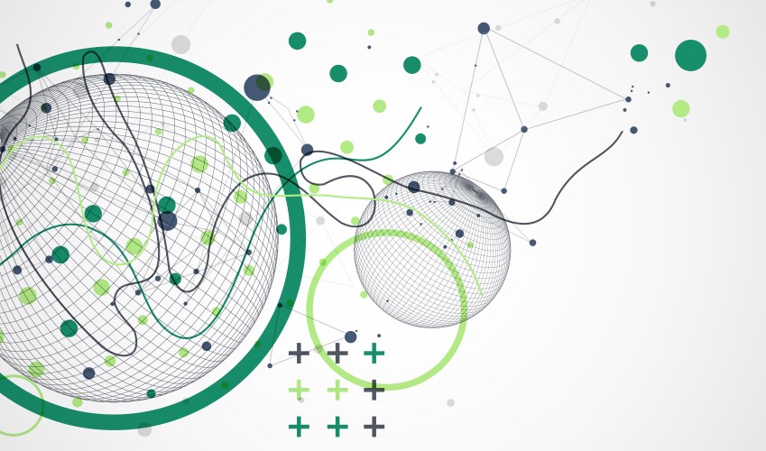 Abstract sphere background with plexus effect 3d vector image