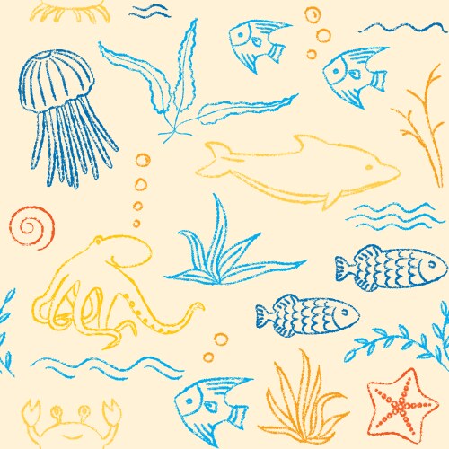 Seamless pattern withunderwater sea life Vector Image