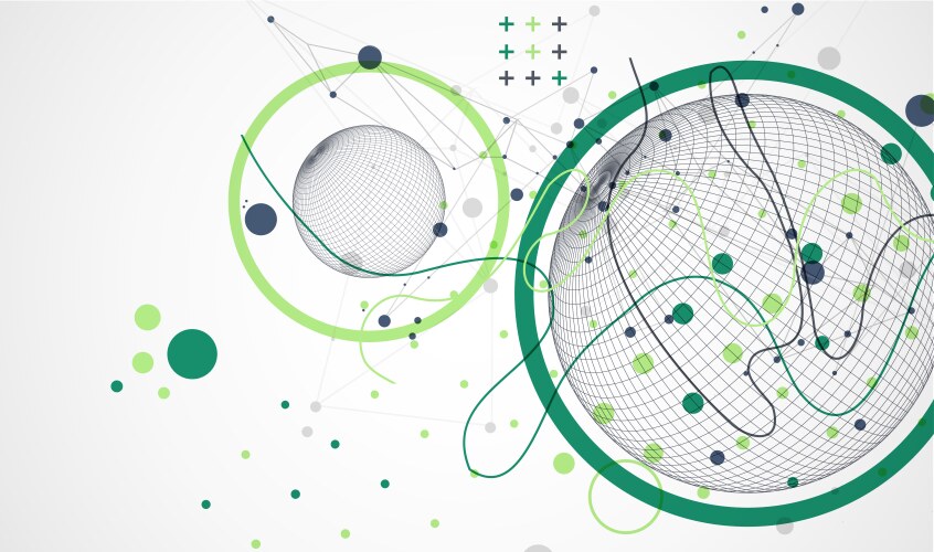 Abstract sphere background with plexus effect 3d vector image