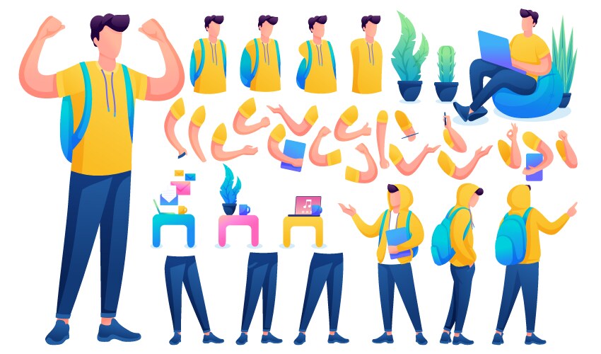 Constructor for creating a young men create your vector image