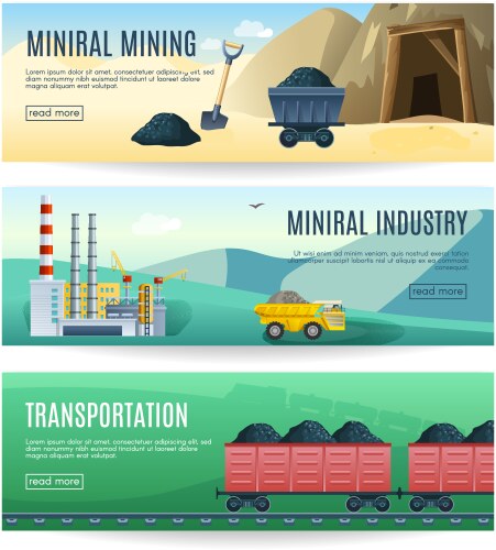 Mining industry flat composition Royalty Free Vector Image