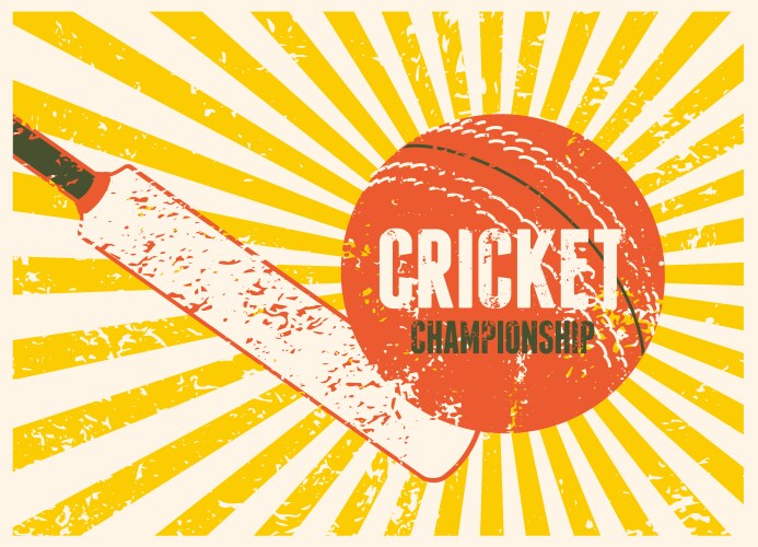 Cricket typographical vintage grunge style poster Vector Image
