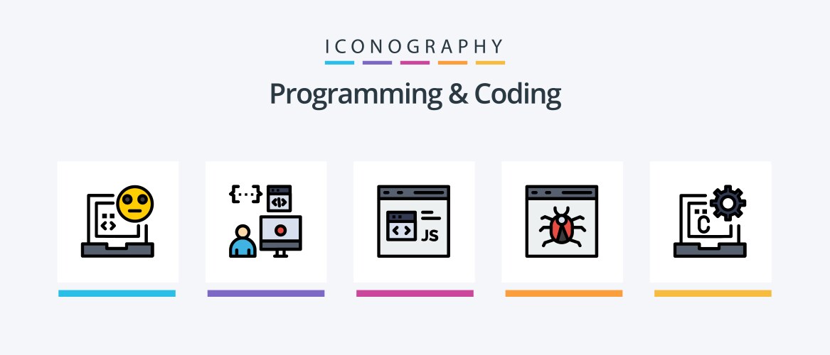 Programming and coding line filled 5 icon pack vektorbild