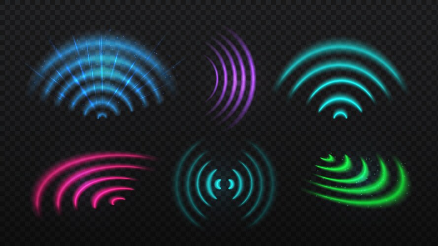 Neon circles of sound wave audio equalizer Vector Image