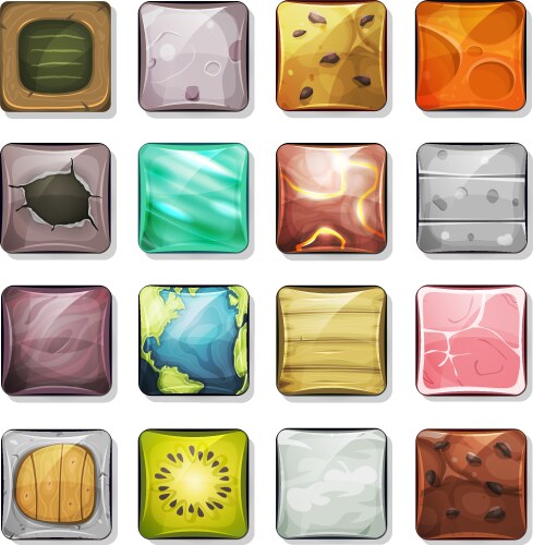 Buttons and icons set for mobile app game ui vector image