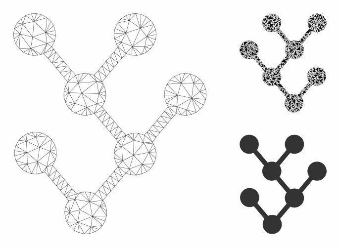 Binary tree mesh carcass model and triangle vector image