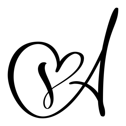 Handwritten heart calligraphy monogram alphabet Vector Image