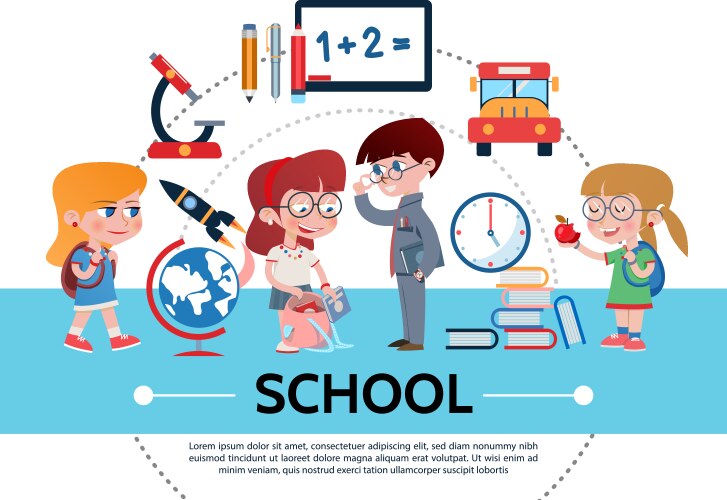 flat school concept vector image