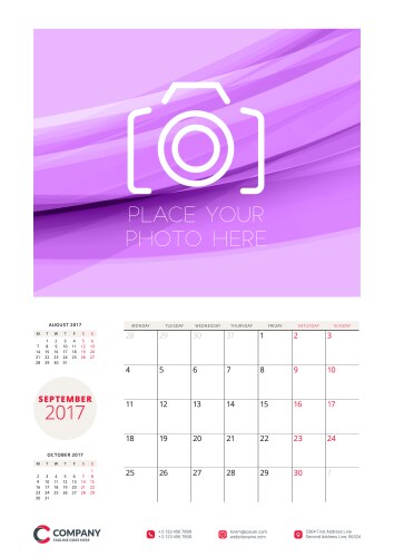 Wall calendar planner template for 2017 year vector image