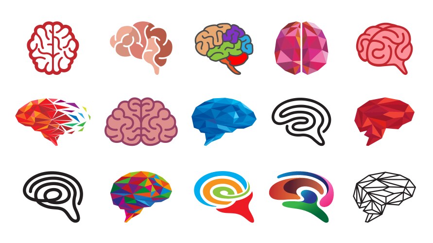 Creative human brains collection logo icons vector image