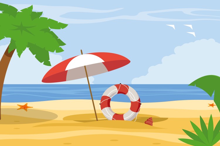 Summer beach top view elements background Vector Image