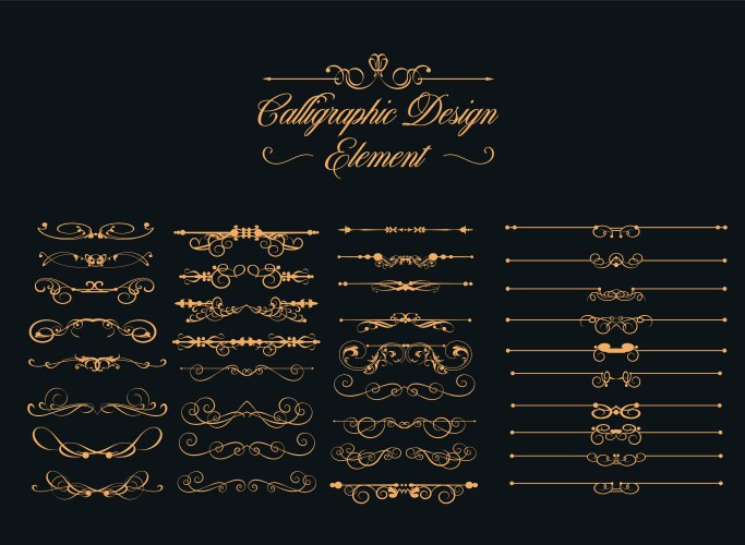 Mega set calligraphic elements on chalkboard Vector Image