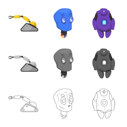 Isolated object of robot and factory logo set vector image